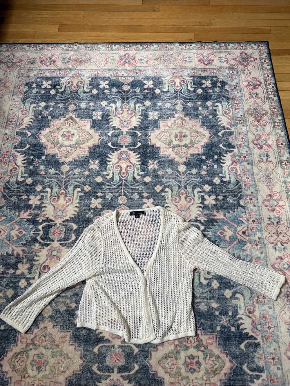 Open-Weave White Cardigan Sweater